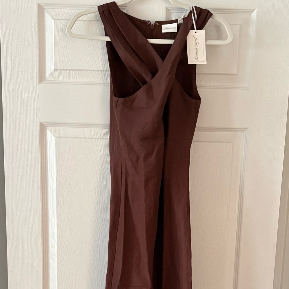 Julia Amory Camille Dress Linen, Cocoa, Sz XS - Picture 3 of 3
